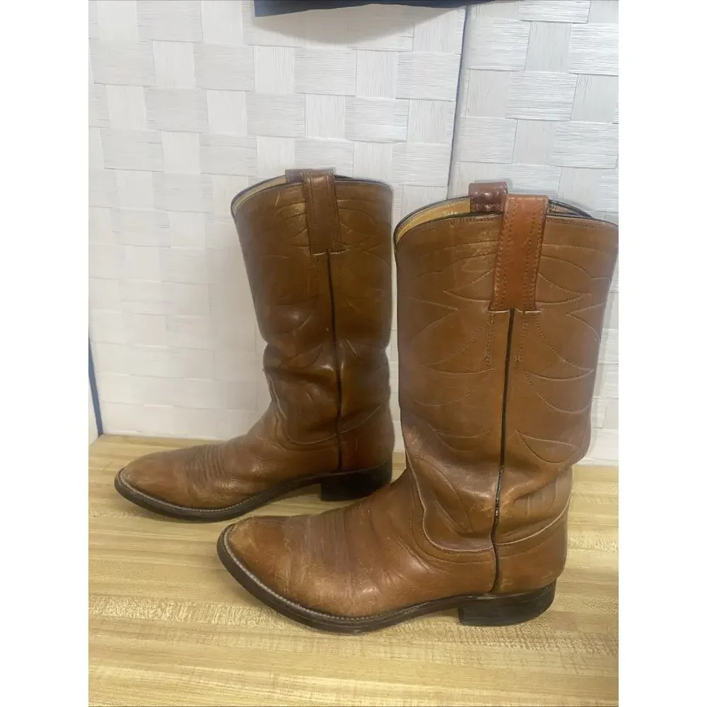 Hondo VTG 12” Tall Leather Western Cowboy Bulldog Heel Men Boots 8.5D